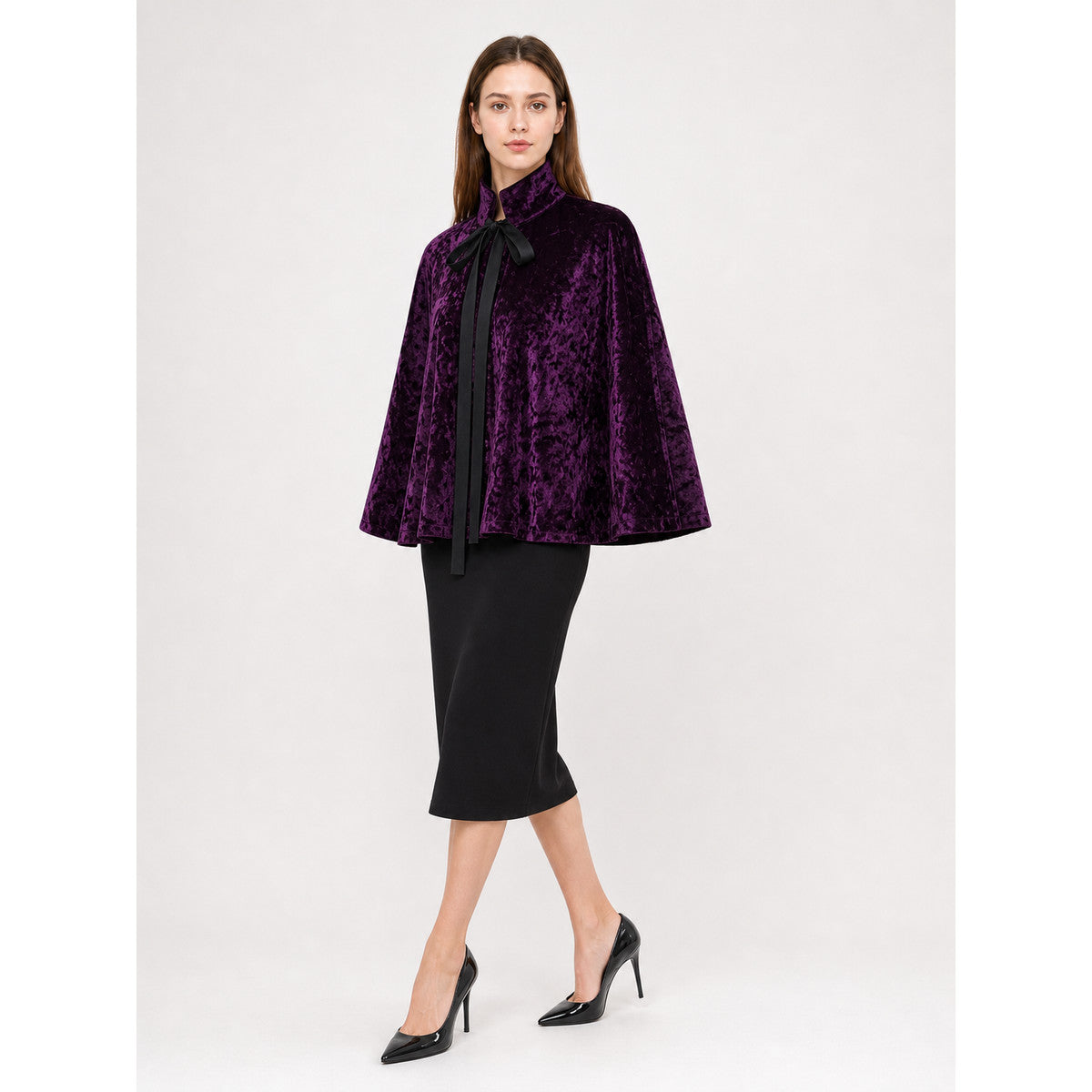 Purple Costume Cloak with High Collar lifestyle