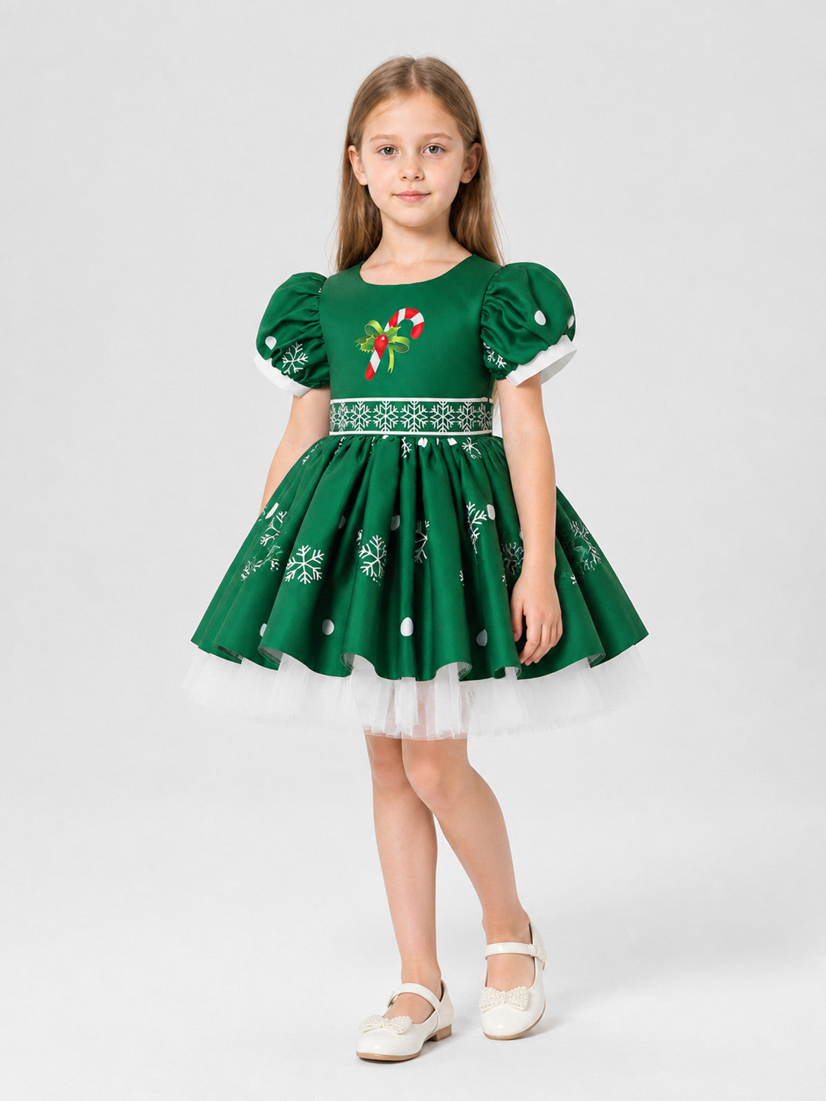 Children’s New Year’s dress with snowflakes and a full skirt product detail
