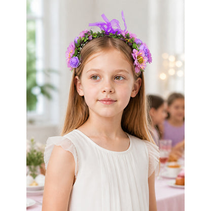 Halloween Carnival Headband with Flowers and Ribbon lifestyle view