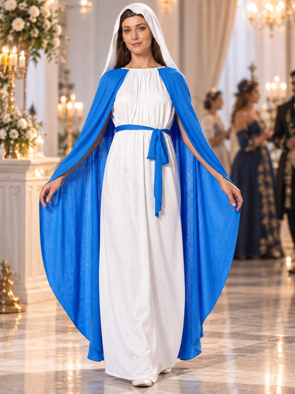 White and Blue Carnival Costume with Long Cape lifestyle view
