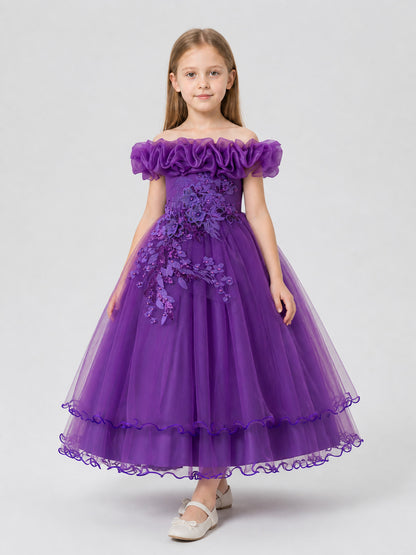 Festive Princess Dress, Purple, Full Skirt Costume Dresses detail