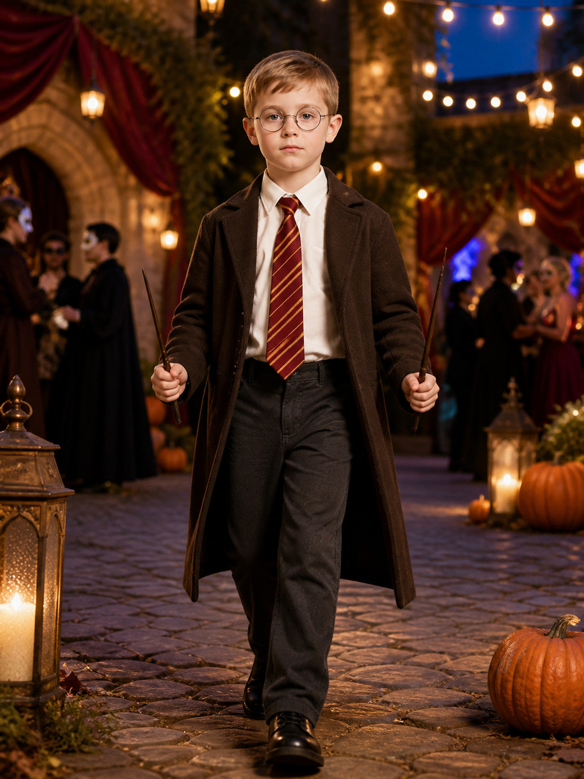 Unisex Wizard Halloween Costume Accessories 3-Piece Set with Round Glasses
