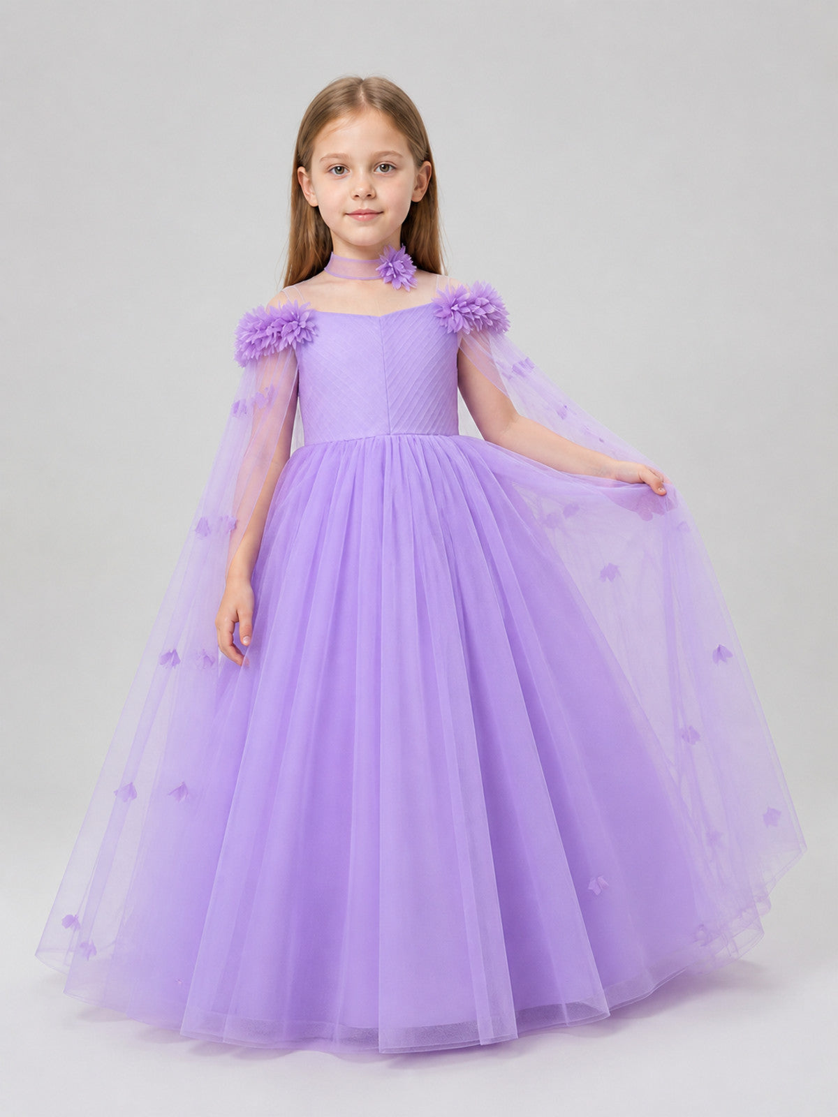 Long Light Purple Princess Dress with Tulle Costume Dresses detail
