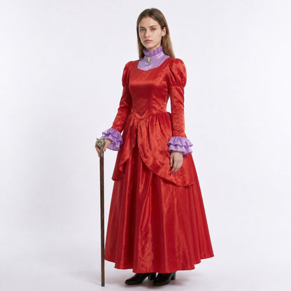 Red Stage Dress with Purple Collar Costume Dresses detail