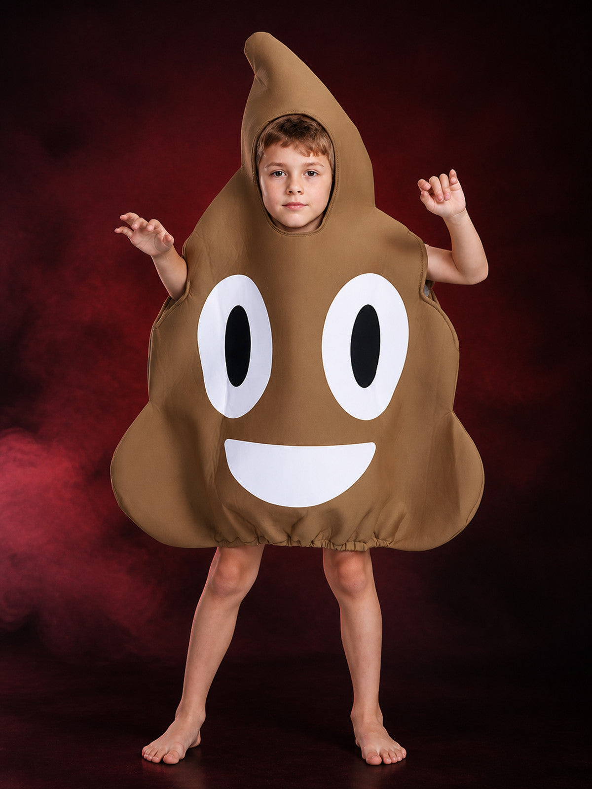 Funny Brown Poop Character One-Piece Costume with Cartoon Face Design main product view