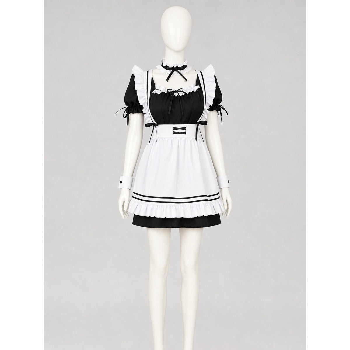 Anime Cosplay Costume, Black-and-White Uniform with Apron