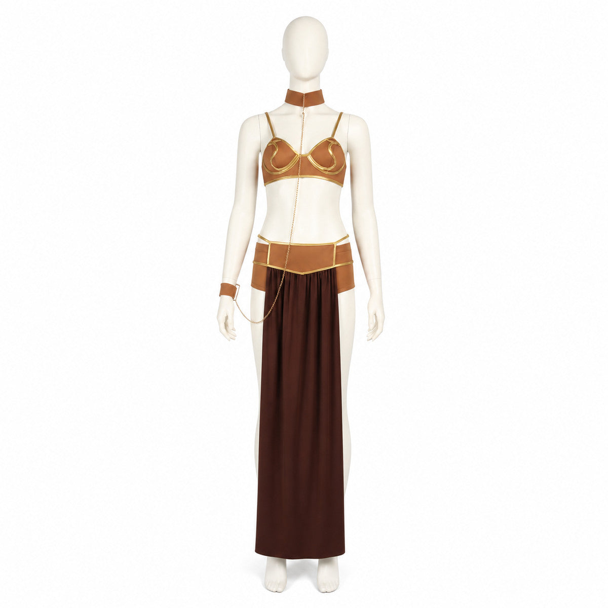Brown Separate-Piece Cosplay Costume with Chain