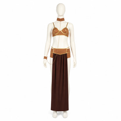 Brown Separate-Piece Cosplay Costume with Chain