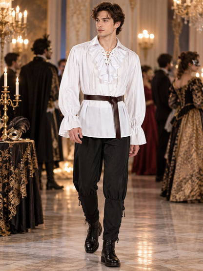Medieval-Style Costume: White Shirt, Pants, Belt