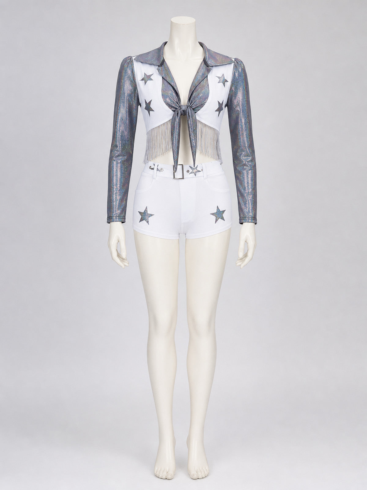Stage costume: fringed long-sleeve top and shorts Costumes detail