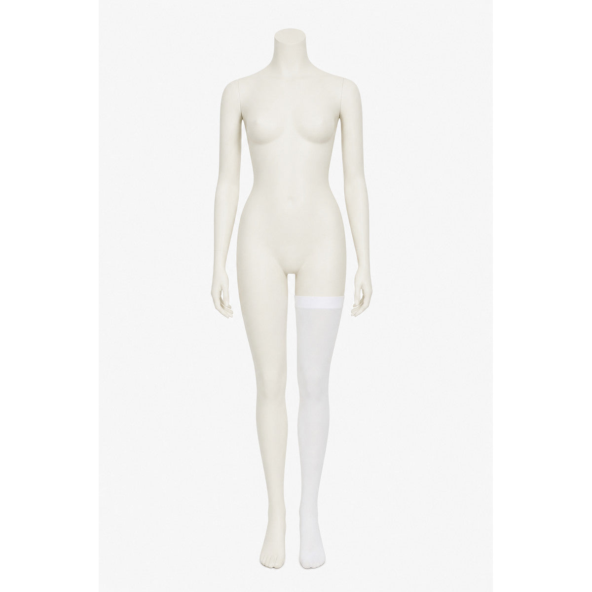 Transparent White Leg Warmer with Pointed Toe on-model front view