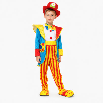Clown Costume with Striped Jumpsuit and Hat Costume Headwear detail