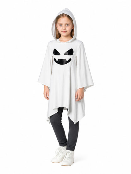 Children's White Hooded Ghost Cape for Halloween Costume Capes detail