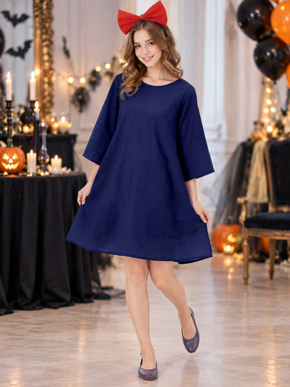 Vampire Costume: Dark Blue Dress and Headband