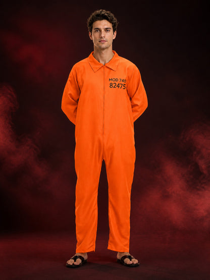 Halloween Prisoner Jumpsuit Costume, Orange with Black Number main product view