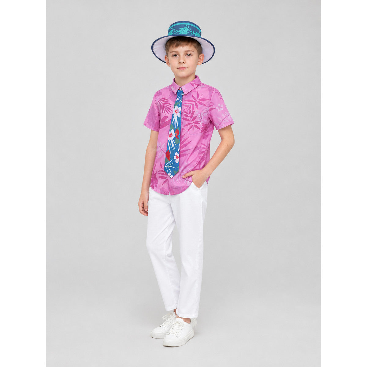 Nick Cosplay Costume: Shirt, Pants, Tie, Hat on-model front view