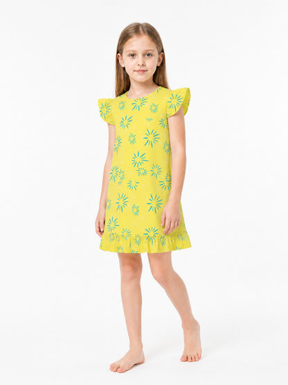 Yellow Dress with Blue Flowers for Inside Out 2 Cosplay