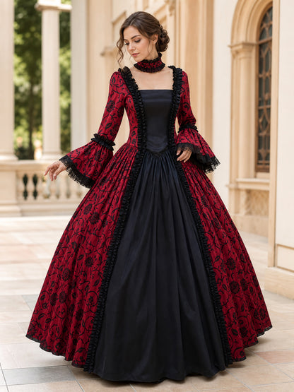 Gothic Victorian-Style Dress with Ruffles