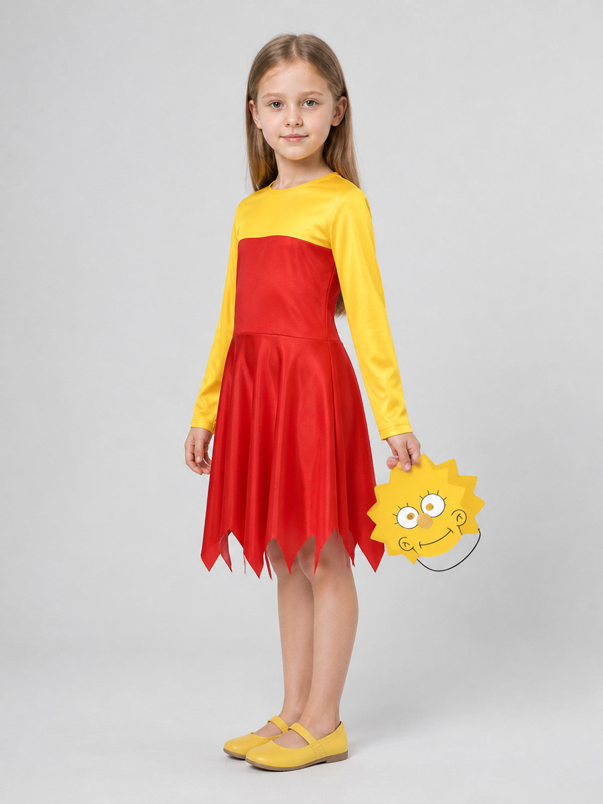 Lisa from The Simpsons Costume Dress, Red and Yellow, with Mask