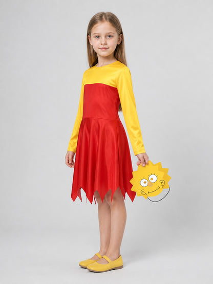 Lisa from The Simpsons Costume Dress, Red and Yellow, with Mask