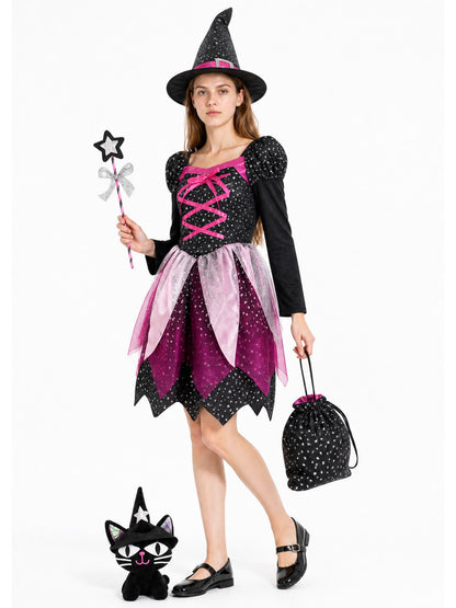 Witch Costume with Dress, Hat, and Wand