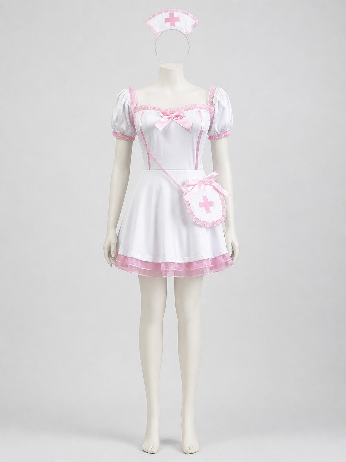 Lolita Dress Set, White and Pink, with Accessories Costume Dresses detail