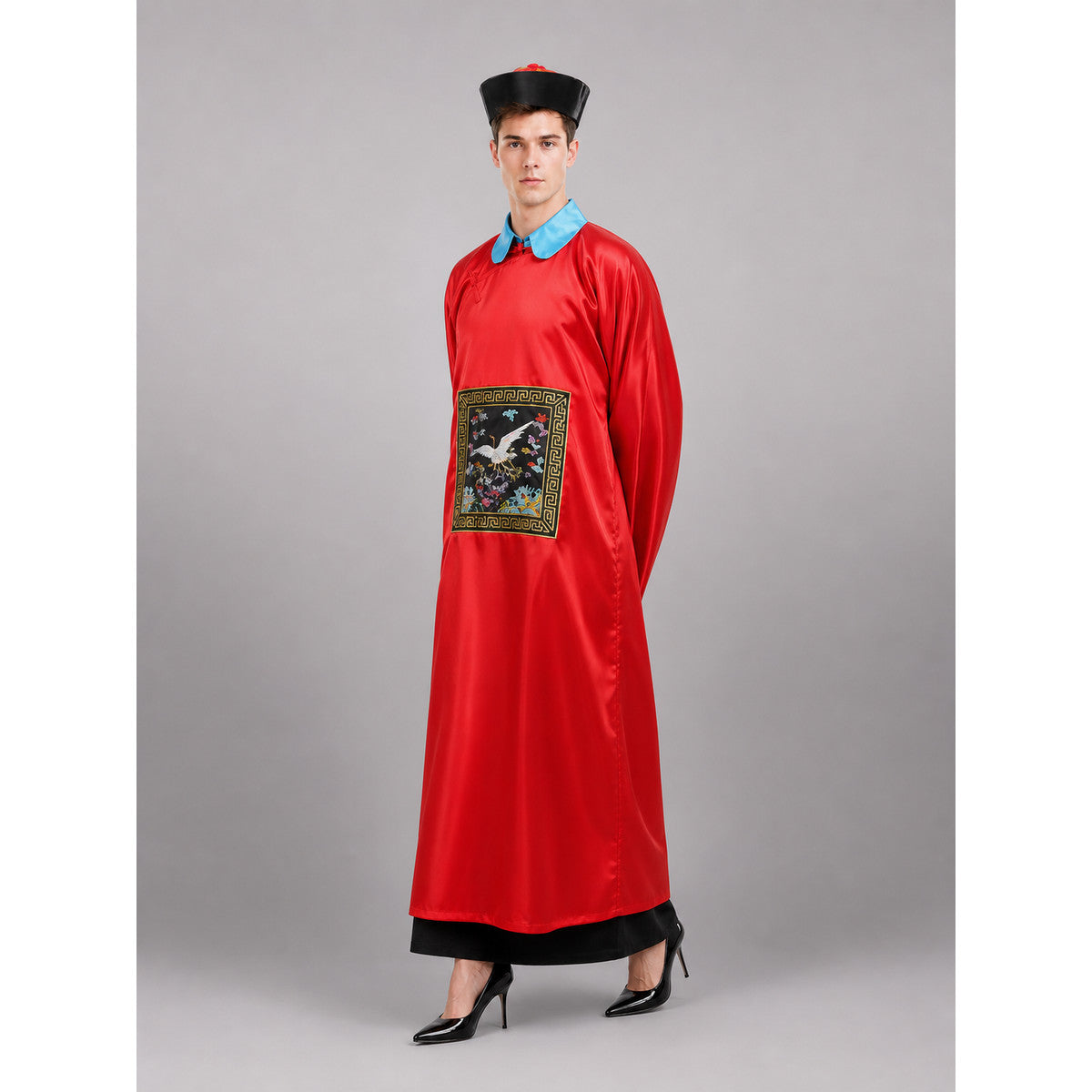 Red Chinese-Style Carnival Cape with Hat lifestyle