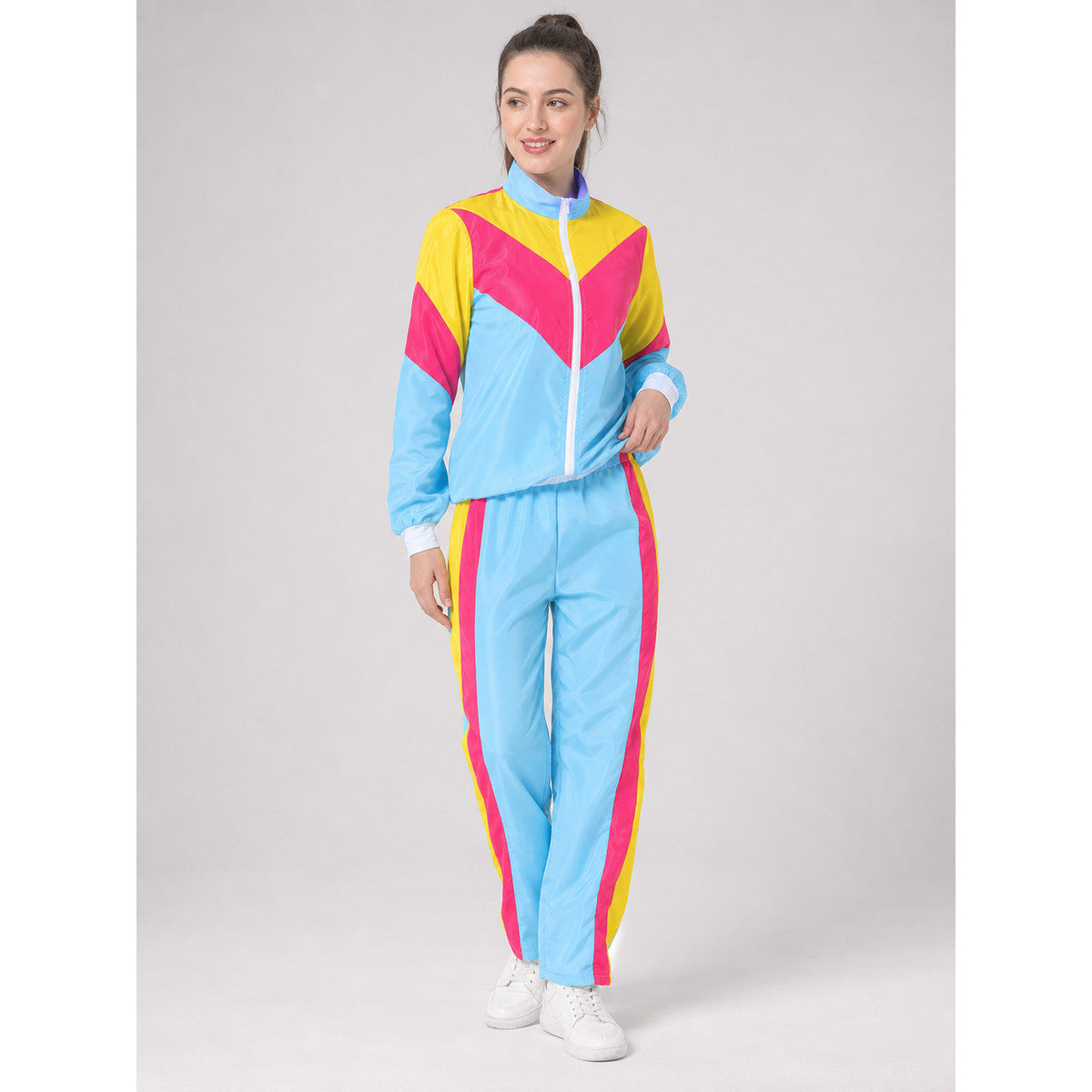 Two-Piece Stage Costume with Geometric Color Blocking