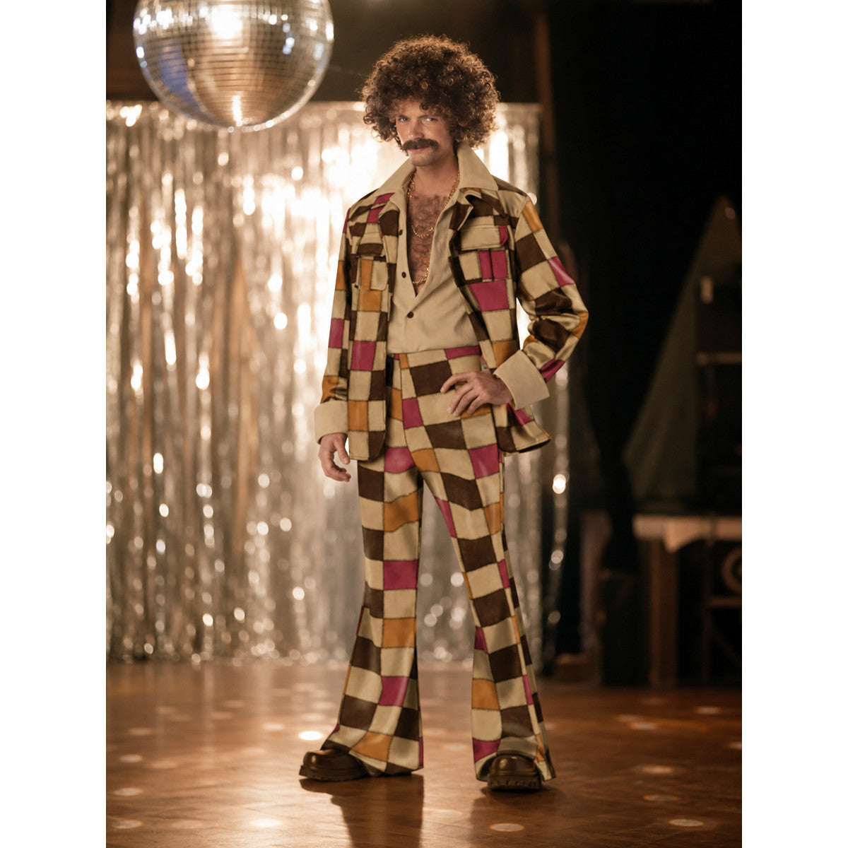 Retro 70s Disco Costume, Patchwork lifestyle view