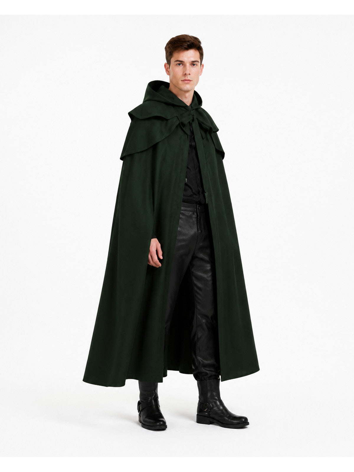 Long Green Gothic Hooded Cloak for Cosplay