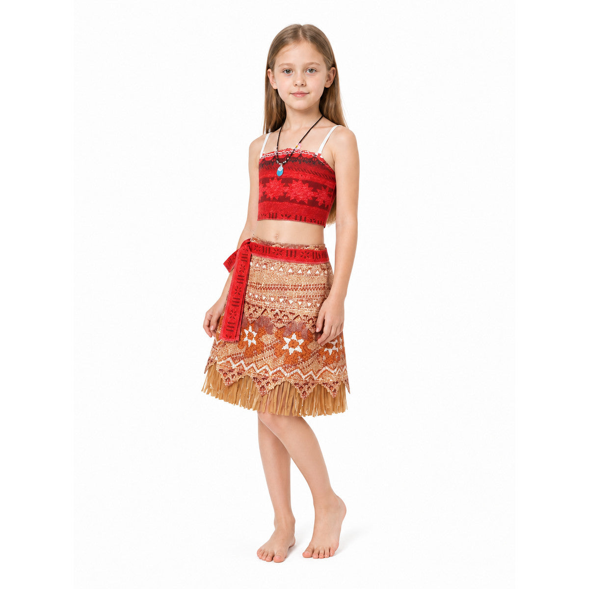 Moana Two-Piece Costume with Fringe and Necklace Costumes detail