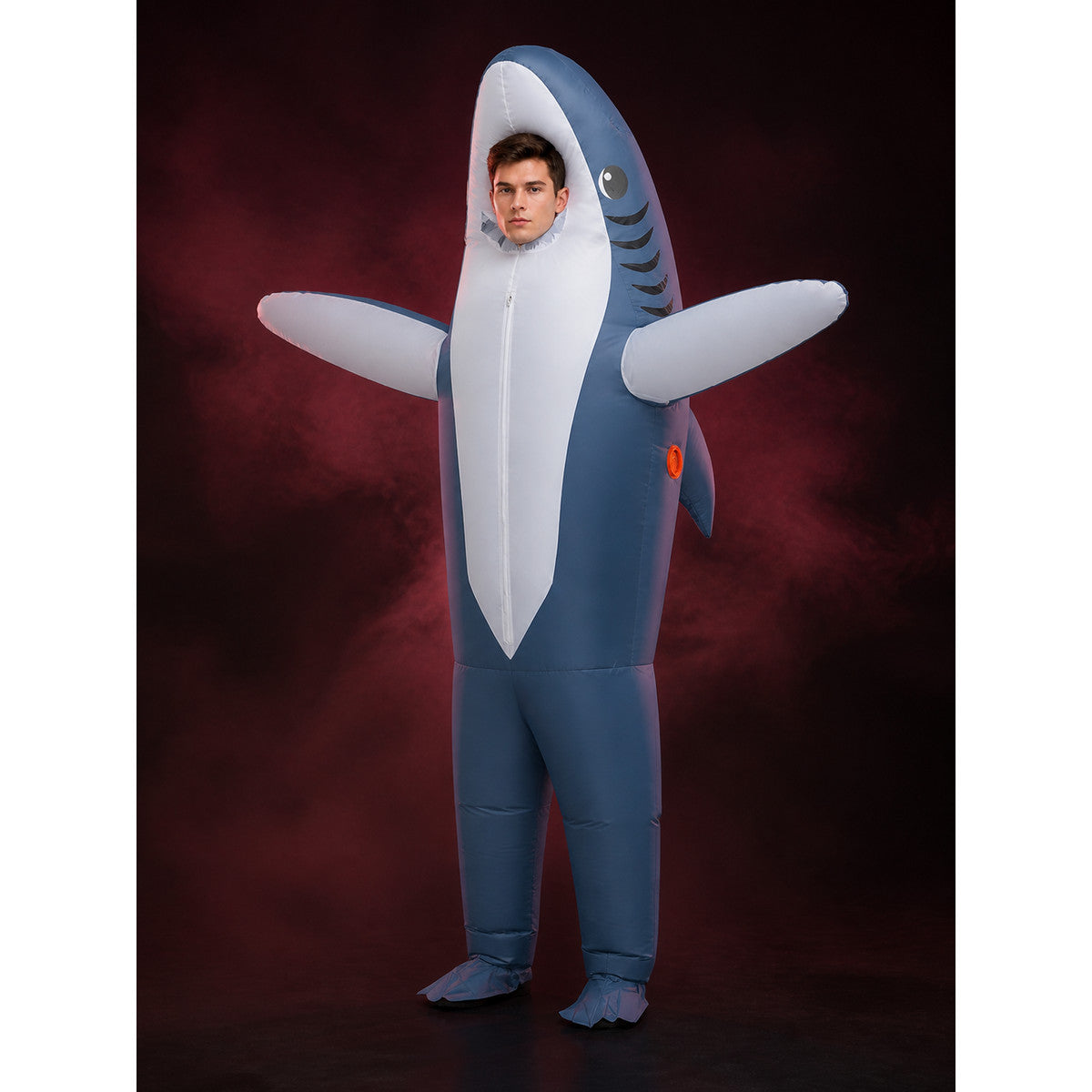 Shark Inflatable Jumpsuit Costume, Full-Body Halloween Performance Outfit main product view