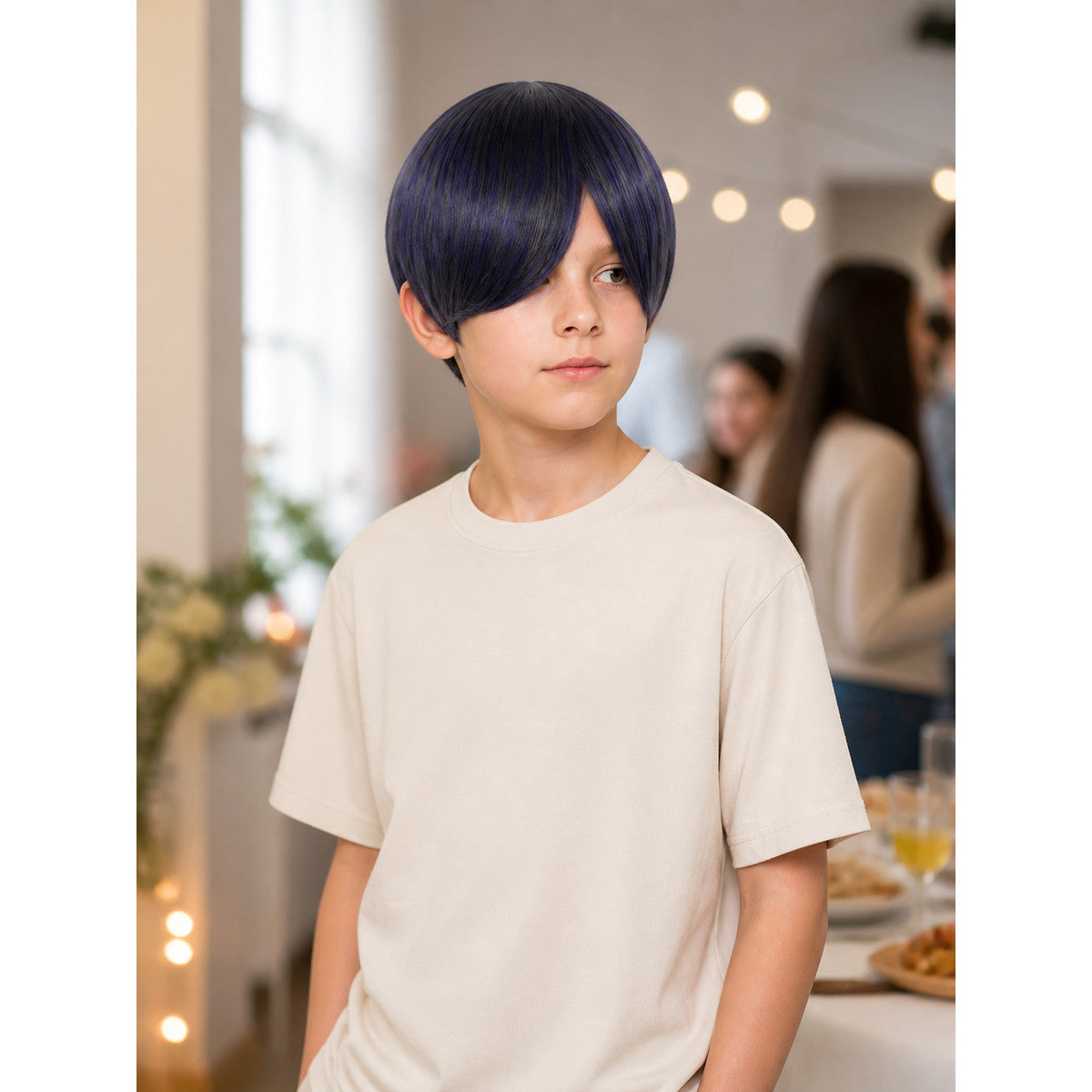 Dark Blue-Purple Carnival Wig for Cosplay lifestyle view