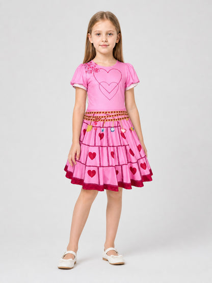 Poofy Red Queen Cosplay Dress with Hearts Costume Dresses detail