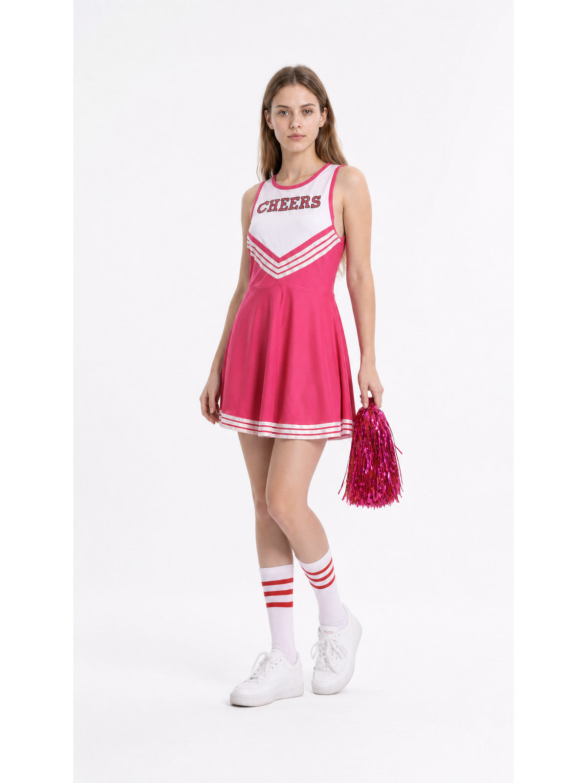 Pink Sleeveless Striped CHEERS Cheerleading Dress