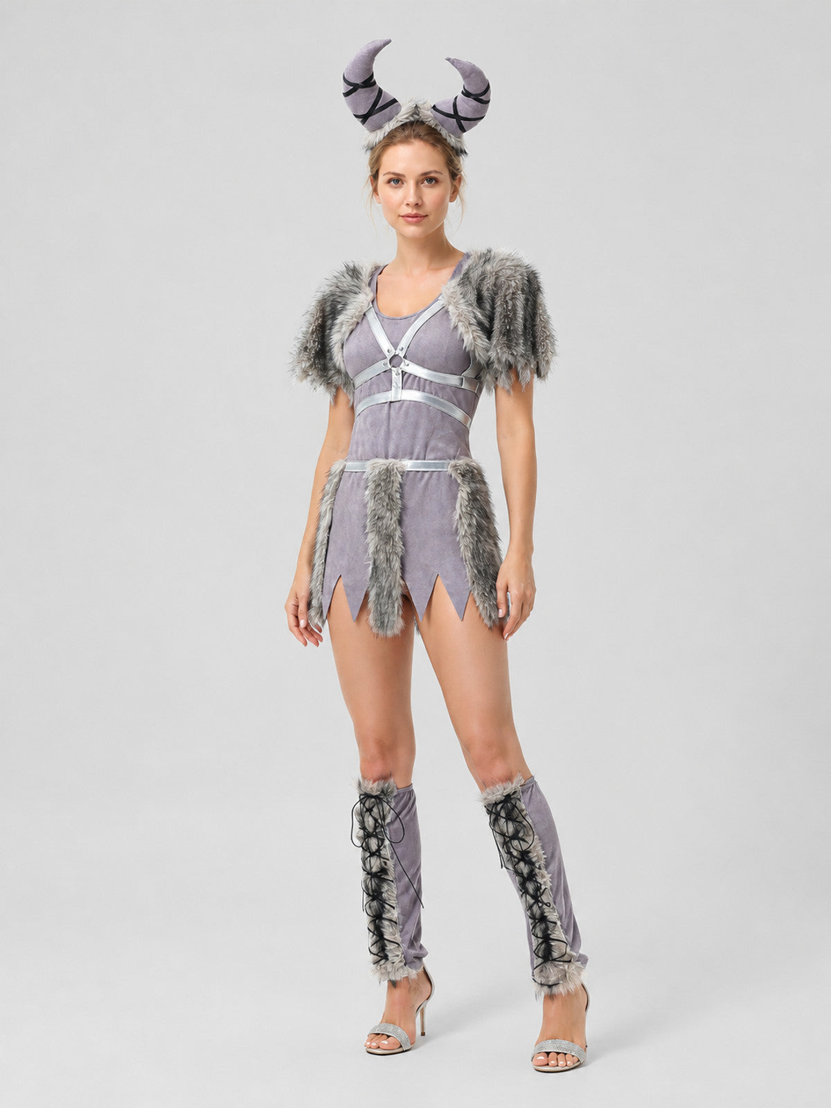 Halloween Viking Costume with Horns and Fur