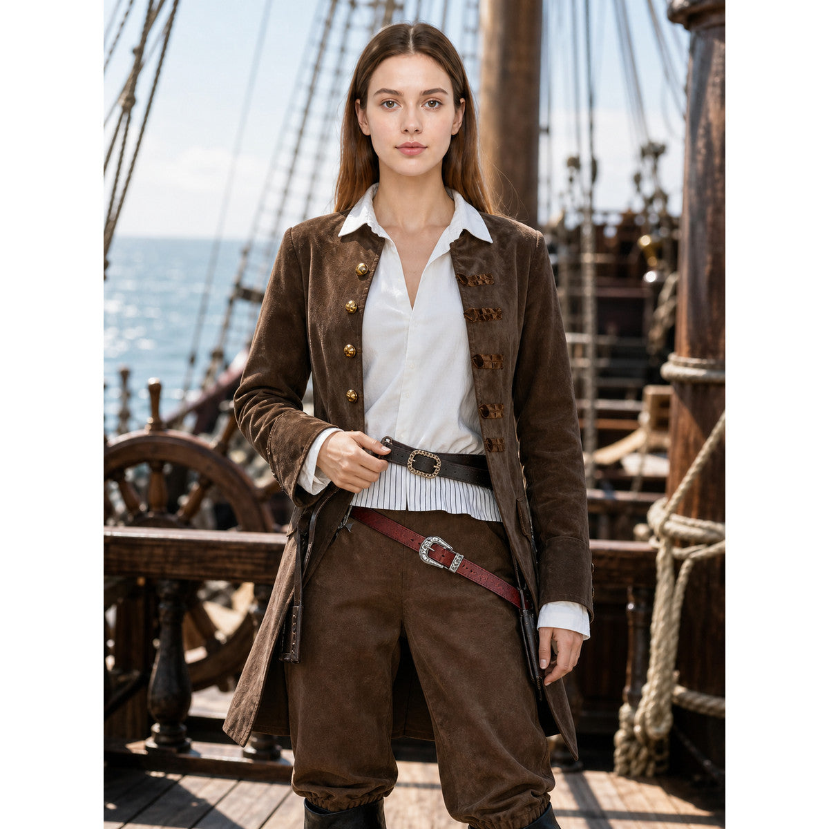 Captain Jack Sparrow Pirate Costume, Cosplay Set