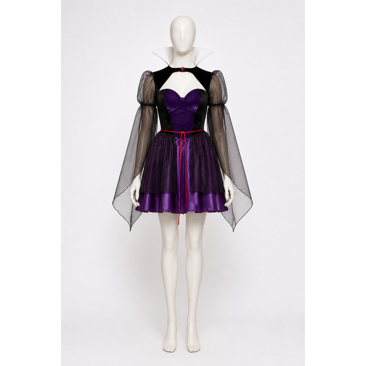 Retro Purple Dress with Corset and Cape Costume Dresses detail