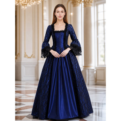 Gothic Historical Dress with Flared Sleeves