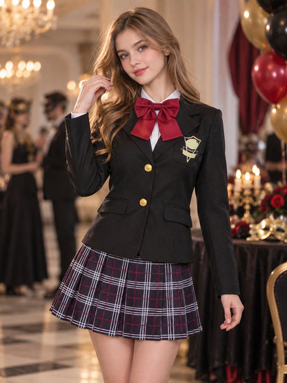 School-Style Cosplay Costume with Plaid Skirt lifestyle view