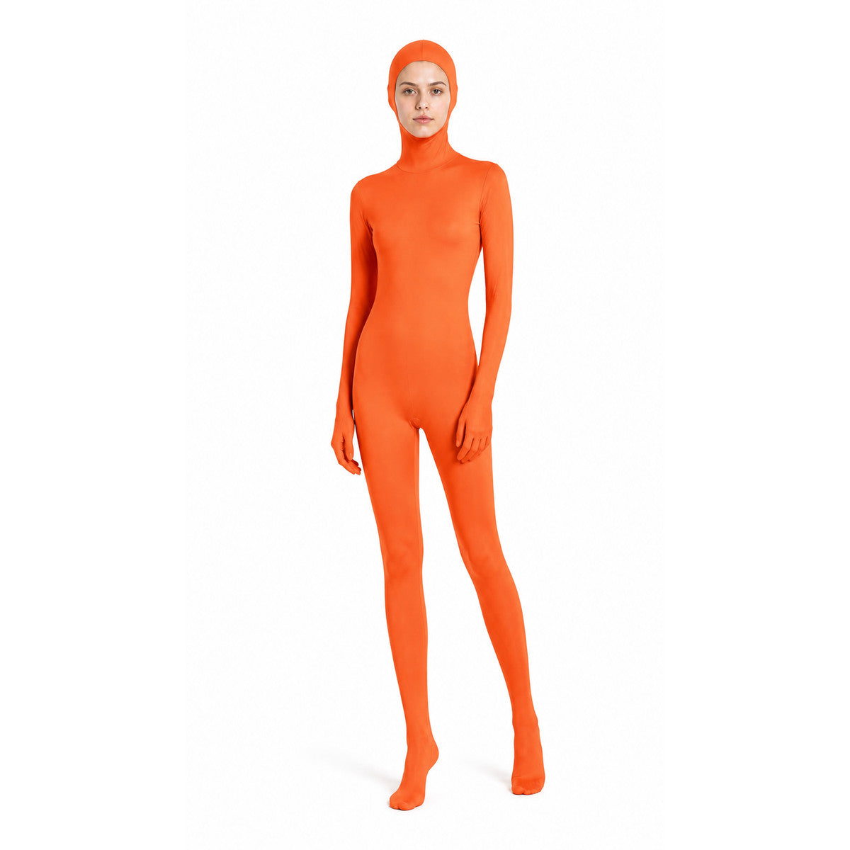 Hooded Zentai Jumpsuit with Oval Face Opening product detail