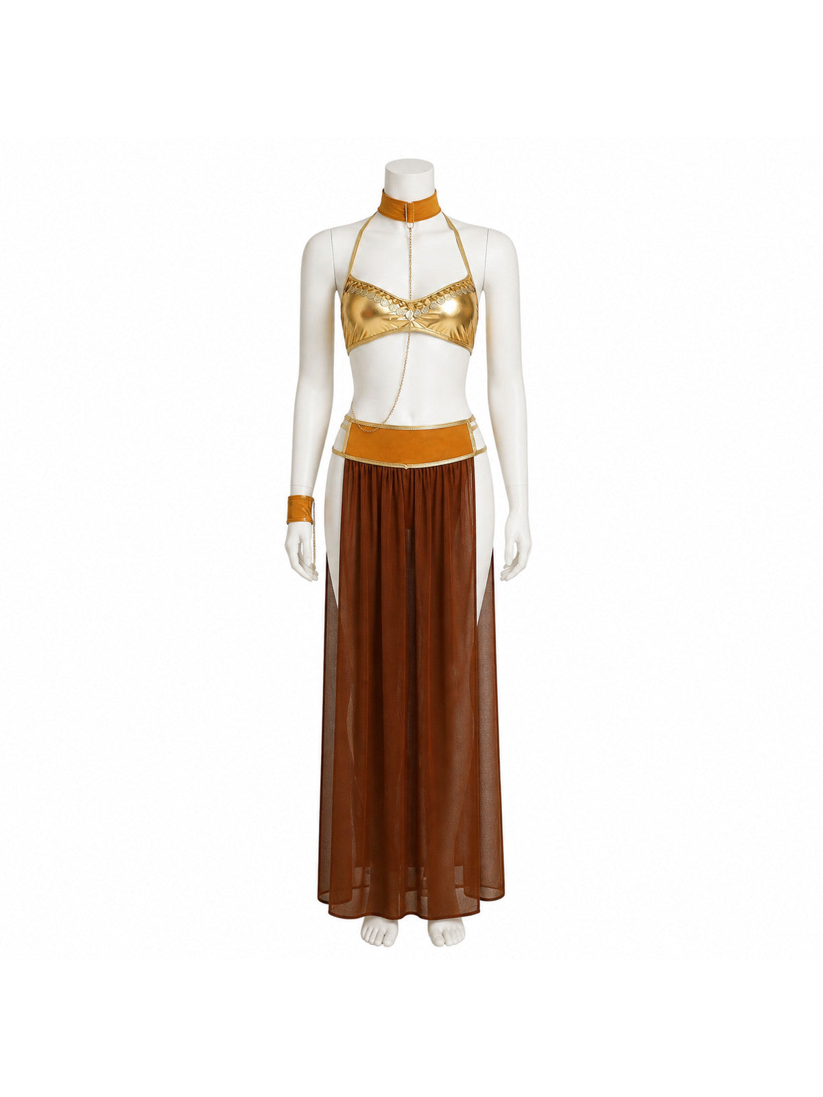 Stage Costume with Gold Chain and High Slit Costumes detail
