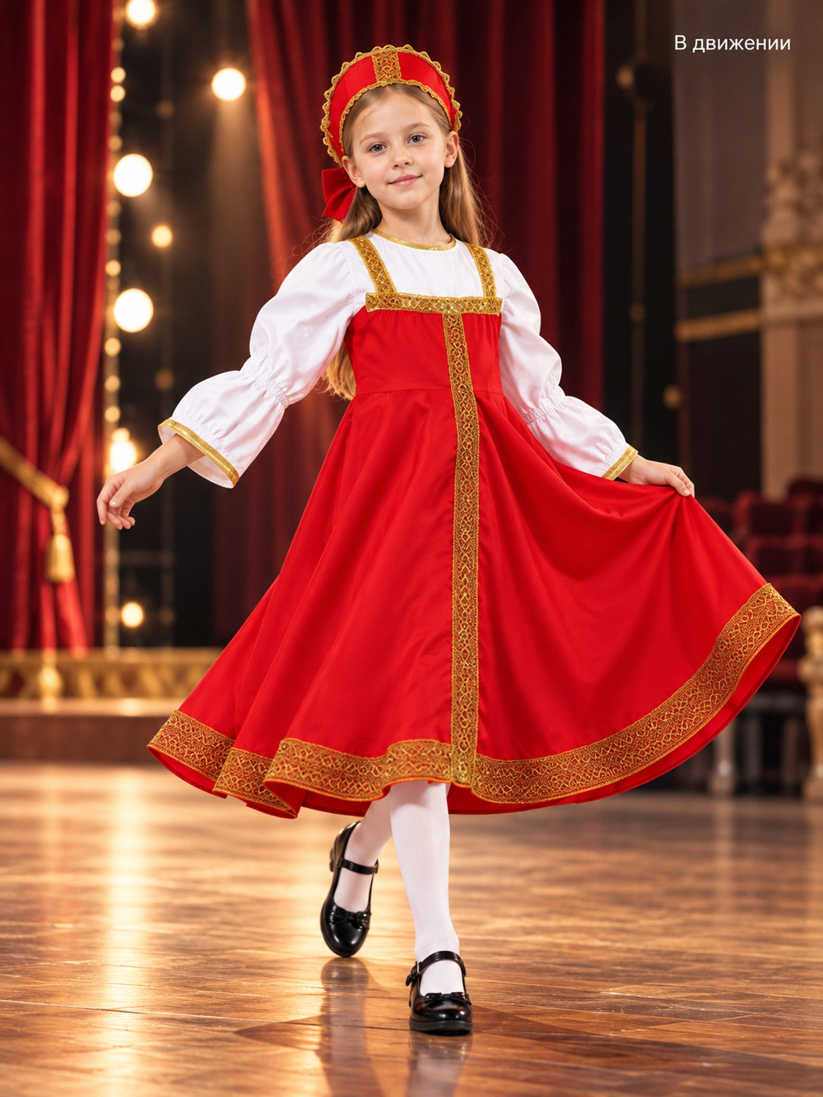Stage Costume with Red Dress and Headpiece lifestyle view