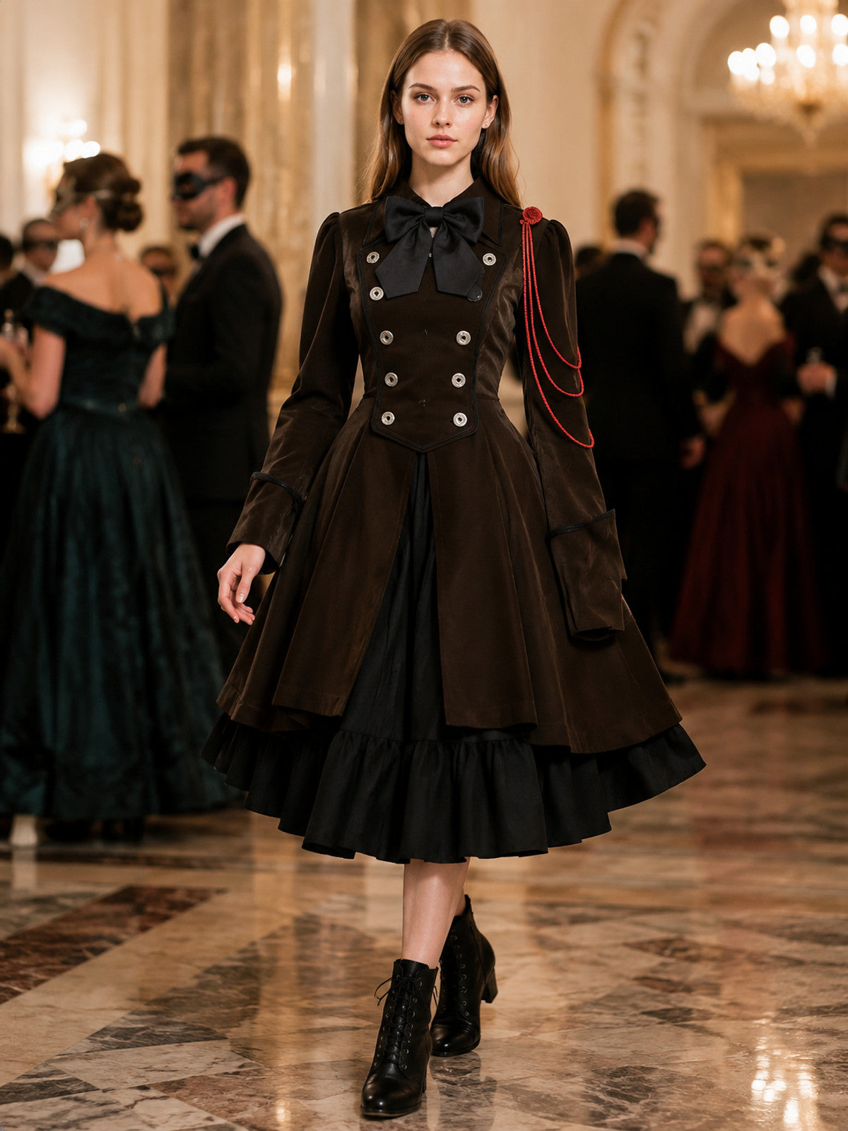 Gothic Cosplay Dress with a Tiered Skirt lifestyle view
