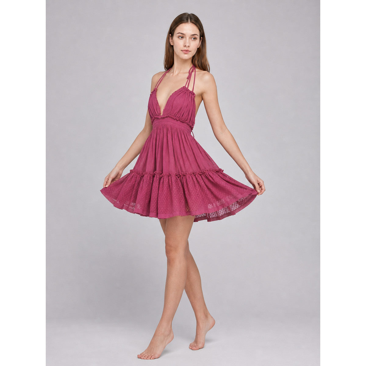 Strappy Dress with Tiered Skirt and Ruffles