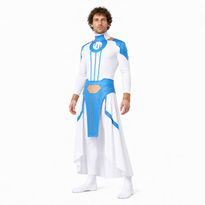 Invincible Cosplay Costume, Blue, White, and Gold Costumes detail