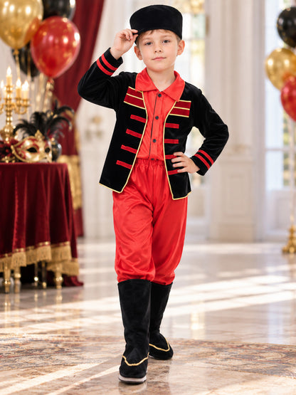 Kids' Russian Folk Costume Black with Red and Gold