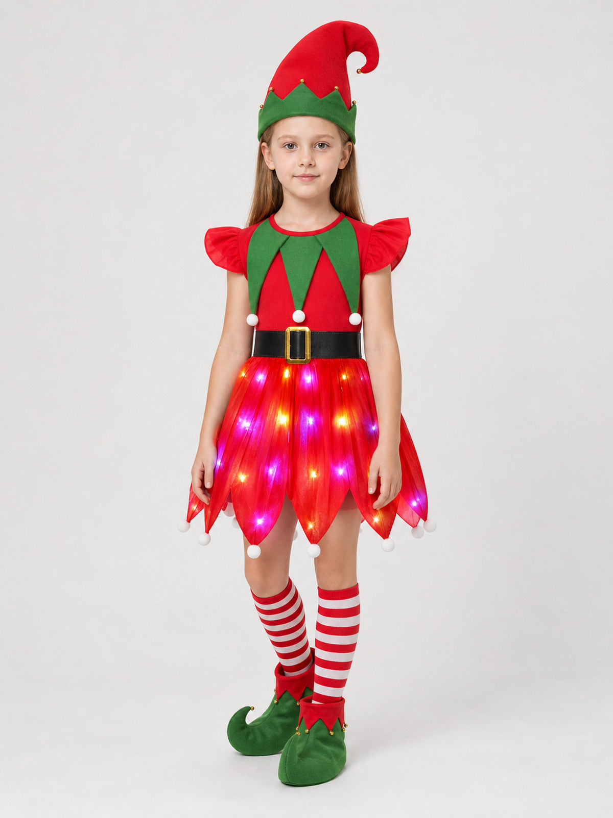 Light-Up Christmas Elf Costume with Dress and Hat Costume Dresses detail