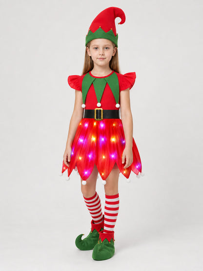Light-Up Christmas Elf Costume with Dress and Hat Costume Dresses detail