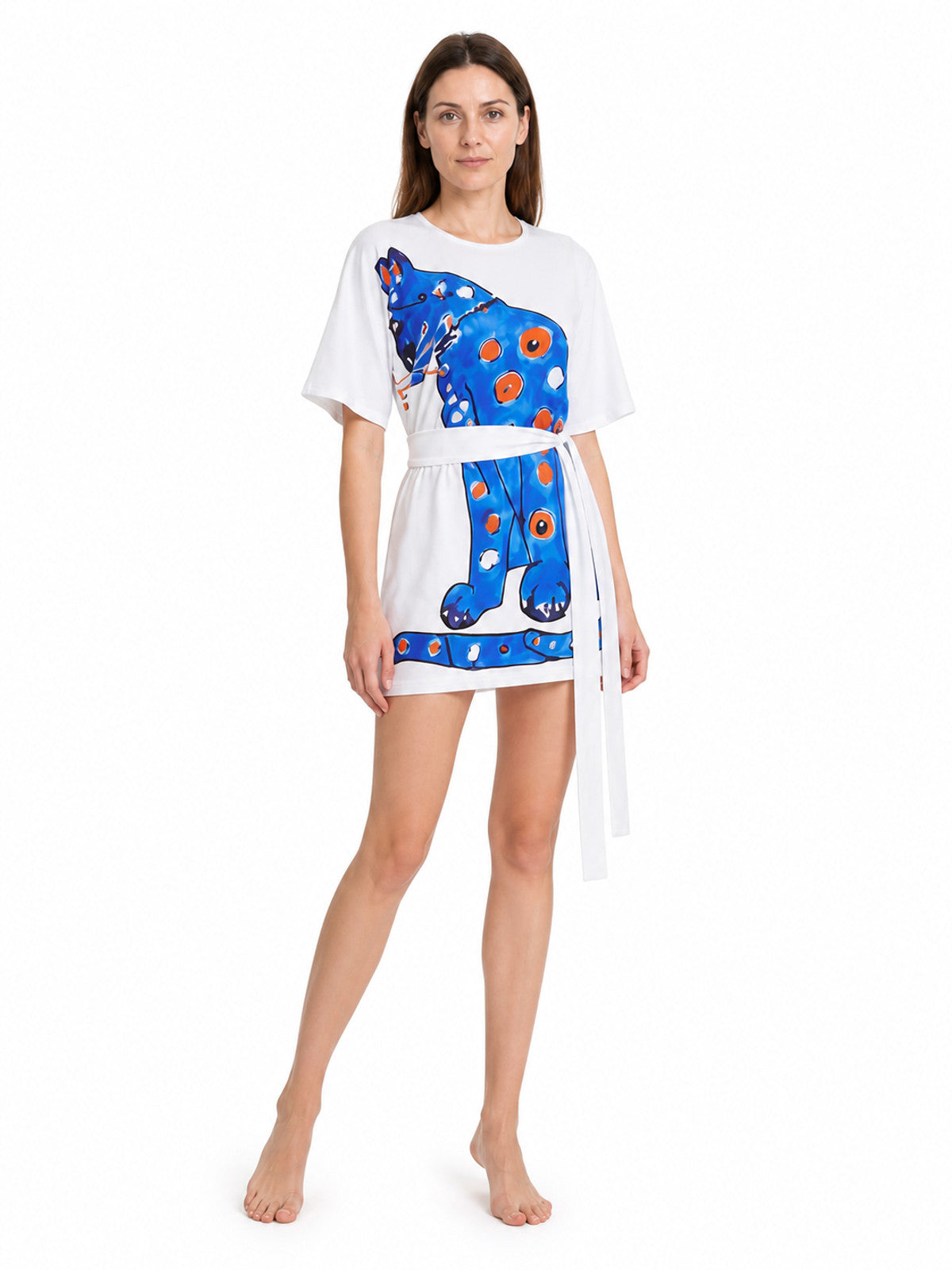 White short carnival dress with print and belt Costume Dresses detail